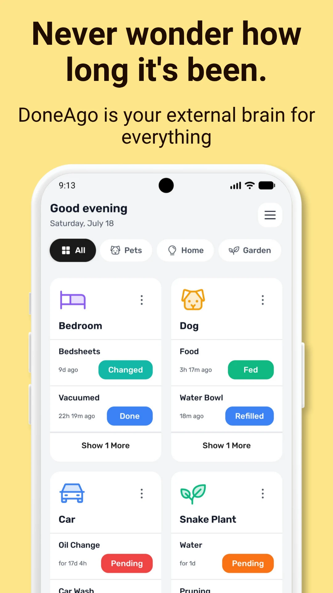 Last Time Tracker – DoneAgo screenshot